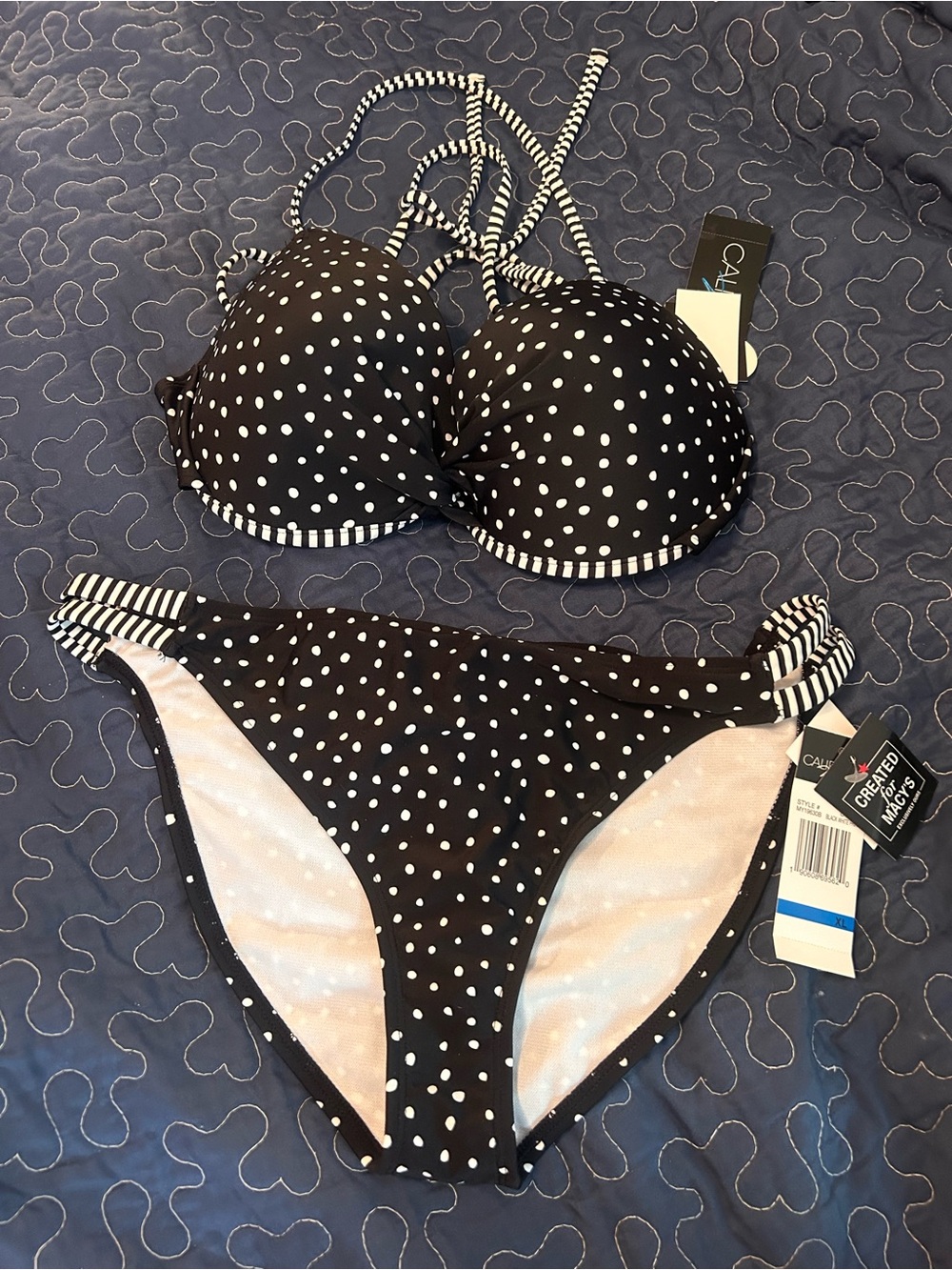 California Waves Polka Dot Black & White Underwire Bikini Set - Women's Swim